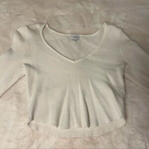 La Hearts Cream V-Neck Pullover Sweater
